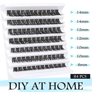 Lash Clusters DIY Eyelash Extensions Natural Individual Lashes CC Curl Eyelash Clusters 8-14mm DIY Lash Extension Clusters Wispy Volume Cluster Lashes by TOOCHUNAG