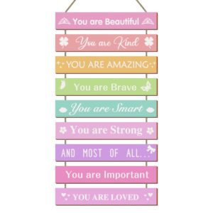 ubtkey girls room wall decor, set of 9 pieces wall decor for girls bedroom teen girl, inspirational wall art hanging plaque for kids baby girl nursery wall decortaions