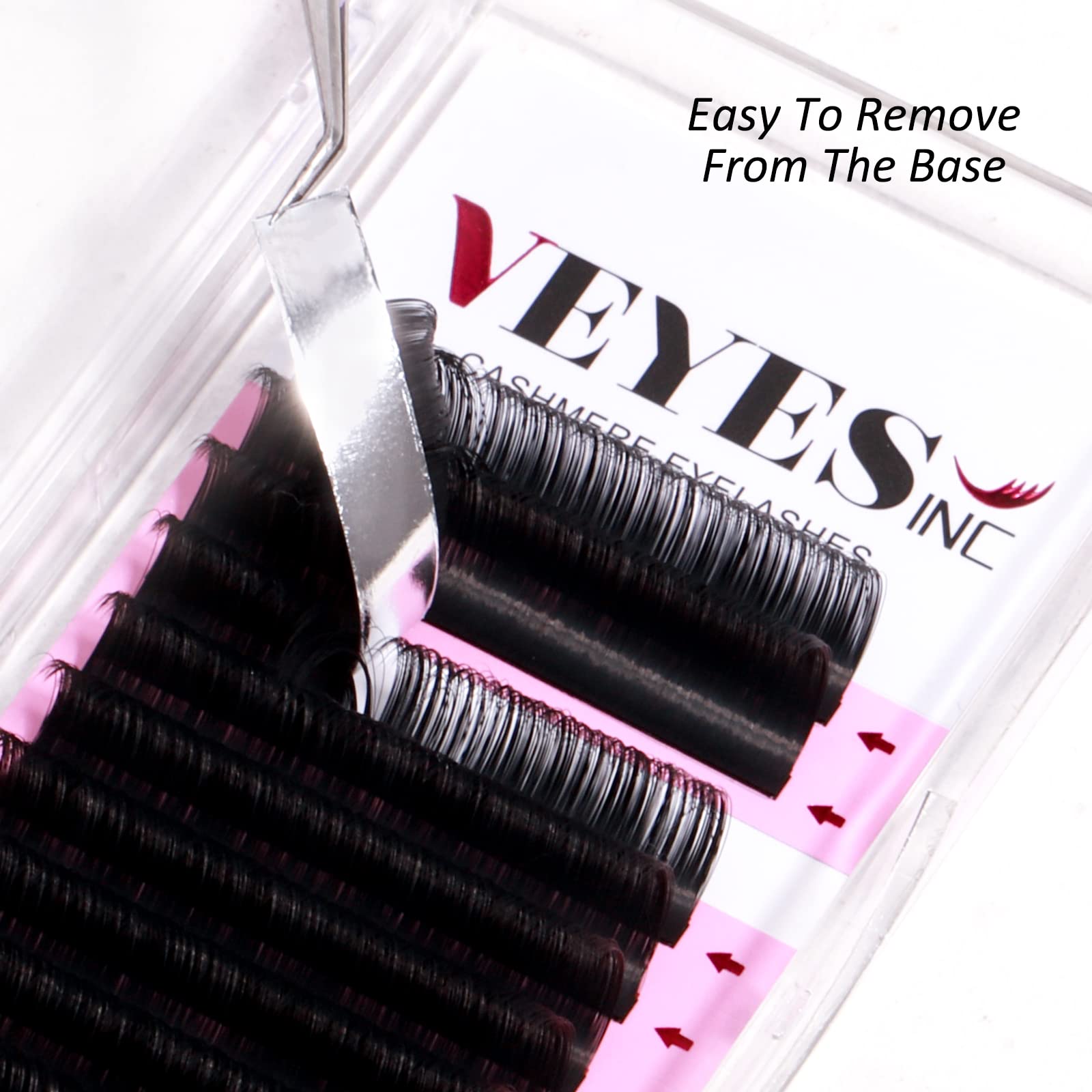 VEYES INC Cashmere Volume Lash Extensions C CC D DD LD L B J M Curl 0.03-0.20 thickness, Super Matte Black Individual Eyelashes Tray, Professional Supplies for Lash Techs (0.05 CC 14mm)