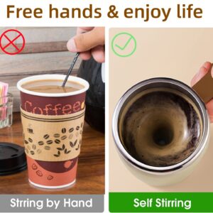 XHJBaby Self Stirring Coffee Mug,Rechargeable Automatic Magnetic Mixing Stainless Steel Cup with Lid for Coffee Tea Hot Chocolate Milk Cocoa 380ml/13oz Brown Electric Mixer Mug Best Gift