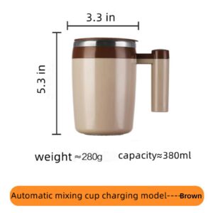 XHJBaby Self Stirring Coffee Mug,Rechargeable Automatic Magnetic Mixing Stainless Steel Cup with Lid for Coffee Tea Hot Chocolate Milk Cocoa 380ml/13oz Brown Electric Mixer Mug Best Gift