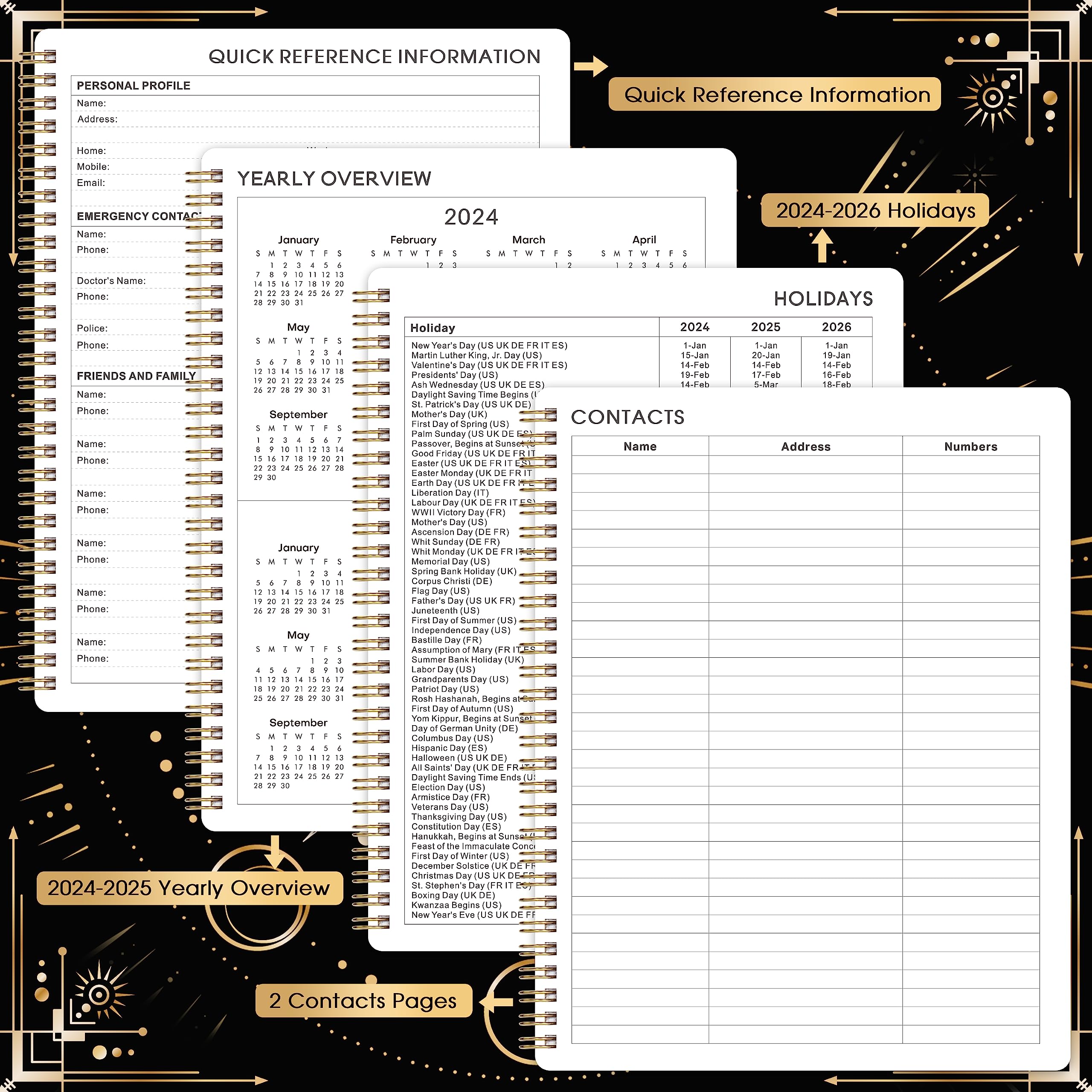 2024 Planner - Jan. 2024 - Dec. 2024, Planner 2024, 8" x 10", 2024 Planner Weekly and Monthly with Tabs + Flexible Cover + Thick Paper + Twin-Wire Binding, Daily Organizer