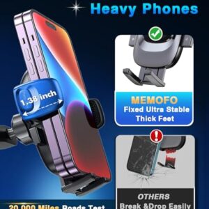 MEMOFO Phone Holders for Your Car【Military Grade Suction Ultra Strong Base】 Phone Mount for Car Windshield Dashboard Air Vent for iPhone, Samsung, Google, Nokia, Other Smartphones