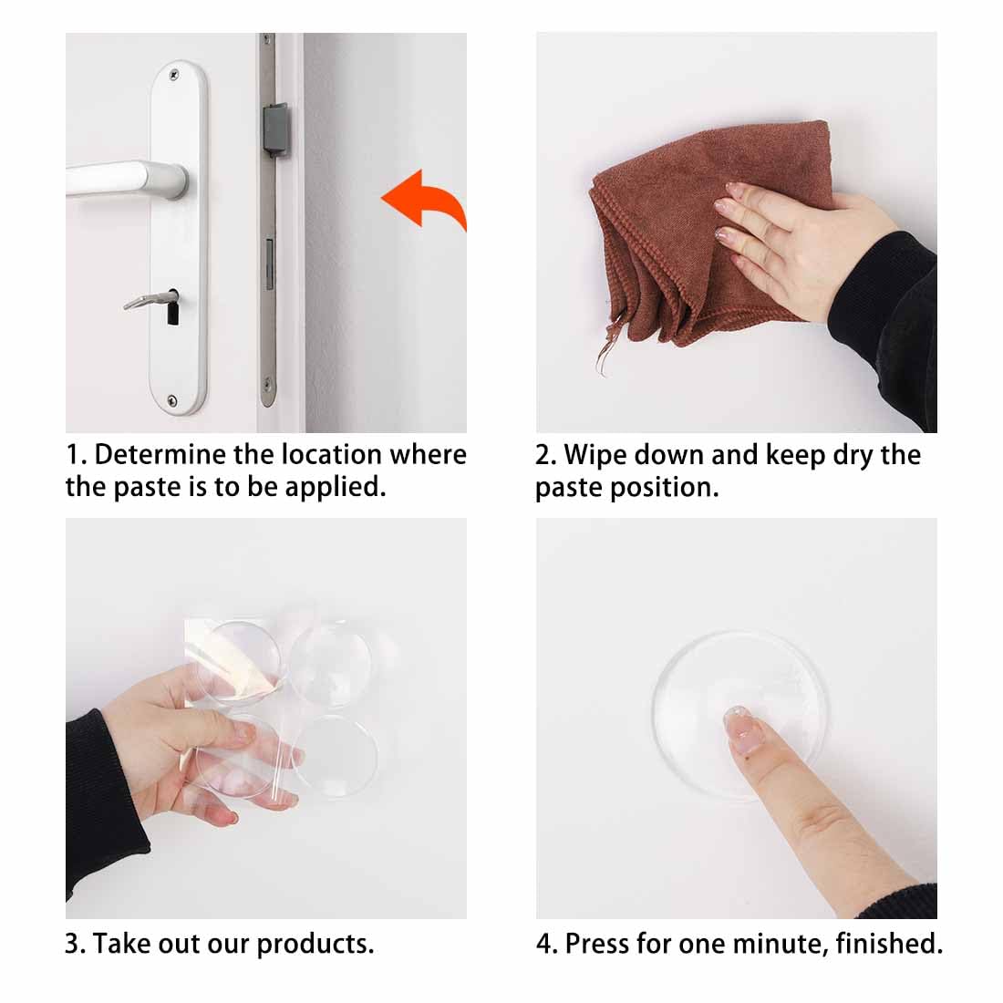 Starkitchen 6-Piece Wall Protector in Self-Adhesive Silicone Shockproof & Quiet Wall Door Handle Stopper