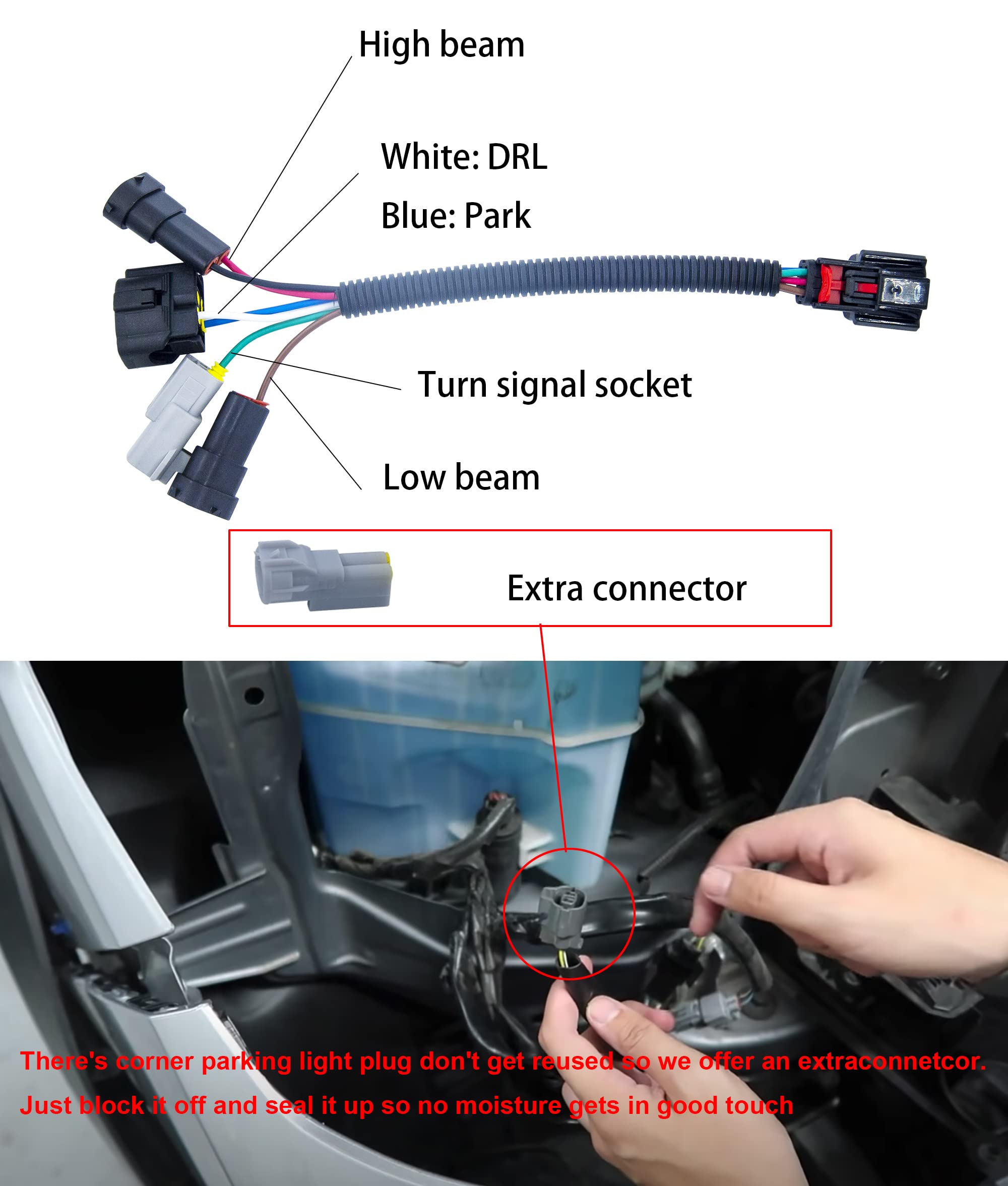 Sheisor Upgrading LED Headlight Conversion Harness, Upgrade Headlamp Wire Harness Compatible with 2016-2023 Toyota Tacoma to Use 2020+ LED Headlights (Not for SR SR5)