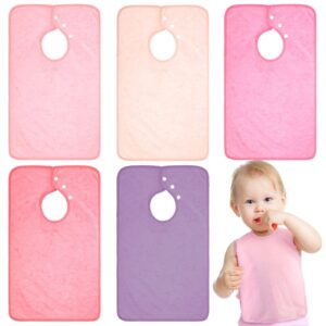 hercicy 5 pcs full coverage toddler bibs baby bibs terry cloth absorbent baby bibs large pullover towel bibs with snap (cute)