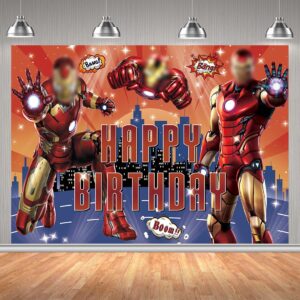 City Superhero Backdrop Birthday Decorations Superhero Boom Party Supplies Superhero Fans for Kids Boys Baby Shower Cake Table Banner Photo Background (7x5FT(210x150cm))