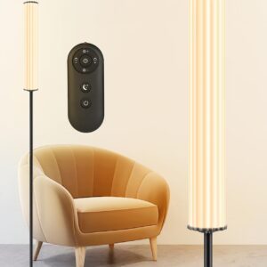 VOUTOORO LED Standing Floor Lamp with Remote Control for Living Room Bedroon Office, Modern Reading Tall Dimmable Lamp 2800~7000K Color Temperature & 0~100% Stepless Adjust, Timer Set, Night Mode