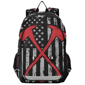 glaphy american flag firefighter backpack school bag lightweight laptop backpack student travel daypack with reflective stripes