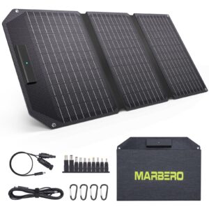 marbero 30w foldable solar panel portable solar charger with 12v qc3.0 usb, type c, dc output for portable power station, power bank, phone, laptop, rv, boat trip, camping, power outage