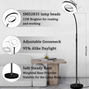 LED Floor Lamp,Tall Standing Floor Lamps for Living Room, Color Temperature & Brightness with Remote & Touch Control,Adjustable Gooseneck Reading Floor Lamp for Bedroom Office …