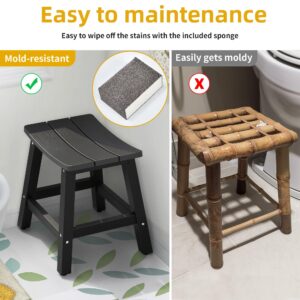 DWVO Poly Lumber Shower Bench, Shower Stool, Water Resistant & Non Slip Design Shower Seat, Shower Bath Chairs Spa Stool for Bathroom (Black)