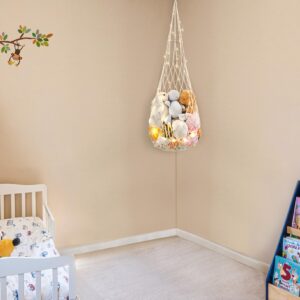 Mkono Stuffed Animal Net or Hammock One-Hook Hanging Toy Organizer Macrame Plush Net Wall and Ceiling Hanging Stuffed Animals Storage Display for Nursery Kid Room Playroom