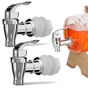 joaoxoko spigot for beverage dispenser,2 pack beverage dispenser replacement beverage faucets silver faucets for 2 gallon, 3 gallon and 5 gallon buckets (silver)