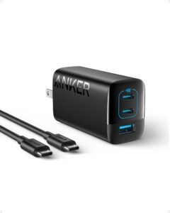anker 67w usb c charger, 3 port piq 3.0 compact and foldable fast charger for macbook pro, ipad, galaxy, pixel, iphone and more (5ft usb c to usb c cable included)