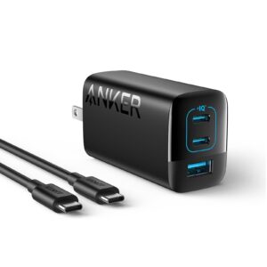 Anker 67W USB C Charger, 3 Port PIQ 3.0 Compact and Foldable Fast Charger for MacBook Pro, iPad, Galaxy, Pixel, iPhone and More (5ft USB C to USB C Cable Included)