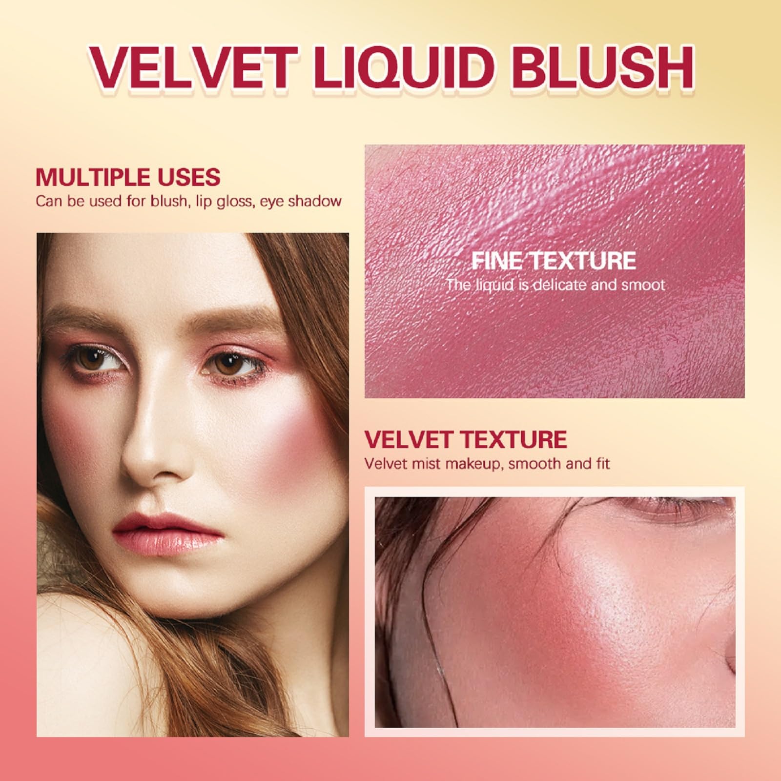 Liquid Blush, Natural Matte Finish Looking, Dewy Cheek Tint Cream Blush for Cheeks, Soft Cream Face Blush, Moisturizing Lightweight Blendable Feel(Rose 02)