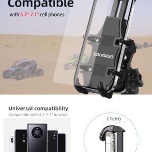 ZIDIYORUO Anti-Vibration UTV Phone Mount Heavy Duty, Full Protection UTV Phone Holder with Aluminum Bracket Fit for 1.75-2" Roll Cage, Adjustable UTV Cell Phone Holder Holds 4.7-7.1" Phones