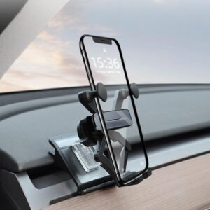 poswis phone mount holder for tesla model 3/y 2017-2023, compatible with 4.7-6.7inch phone, 360° rotating head compatible with all car