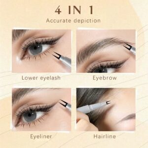 NewBang Double Tip Lower Eyelash Pencil Waterproof Anti-Smudge Dual Pronged Bottom Eyelashes Pen Super Slim Eye Liner Liquid Eyeliner Natural 3D Under Lashes for Eye Makeup (Black+Brown 2Pcs)