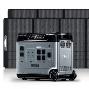 oukitel p5000 solar generator with 2x400w solar panel, 5120wh lifepo4 power station, 5x2200w ac outlets (4000w surge), ups battery backup, 1000w mppt solar input, for emergency, power outage, home