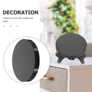 VOSAREA Obsidian Scrying Mirror Natural Black Obsidian Stone Circle Disc Round Plate Feng Shui Mirror for Office Home Desk Decor Crafts