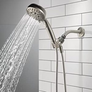 Delta Faucet 6-Setting Handheld H2Okinetic Shower Head, Brushed Nickel Shower Head with Hose, Handheld Shower Heads, Detachable Shower Head, Hand Shower 1.75 GPM, Stainless 75536SN