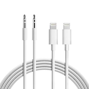2 pack aux cord for iphone, [apple mfi certified] 3.3ft lightning to 3.5mm audio cable compatible with iphone 14/13/12/11/xr/xs/x/8/7/6/ipad to car home stereo speaker headphone,support all ios