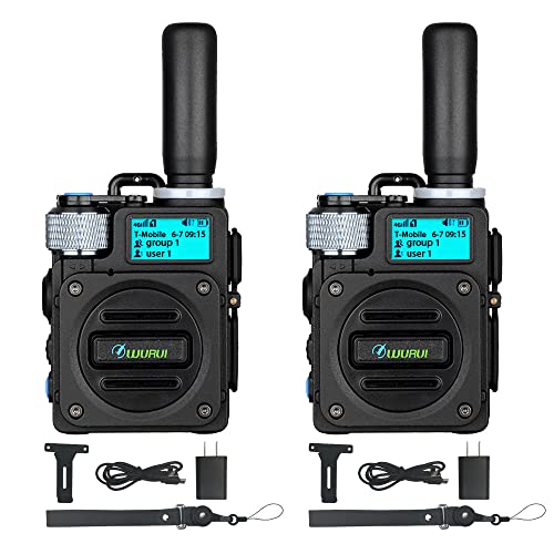 Wurui TXQ G6 Global-ptt 4G POC walkie Talkie for Adults Long Range intercom 1000 Miles Distance Network Two Way Radio (2blackwithCard)