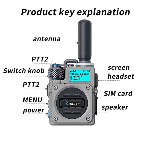 Wurui TXQ G6 Global-ptt 4G POC walkie Talkie for Adults Long Range intercom 1000 Miles Distance Network Two Way Radio (2blackwithCard)