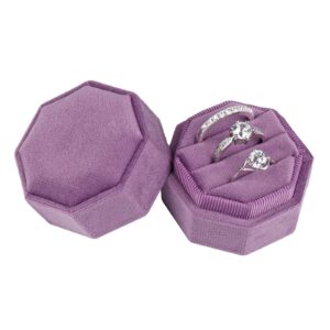 jiduo velvet ring box for proposal 3 slots octagon wedding ring storage jewelry boxes, perfect for engagement & ceremony, handmade with care and high-density forms