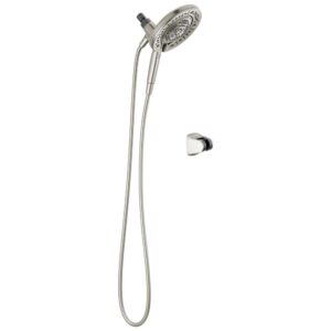 delta faucet 7-setting in2ition dual shower head with handheld spray, brushed nickel shower head with hose, showerheads & handheld showers, handheld shower heads, satin nickel 75687dsn
