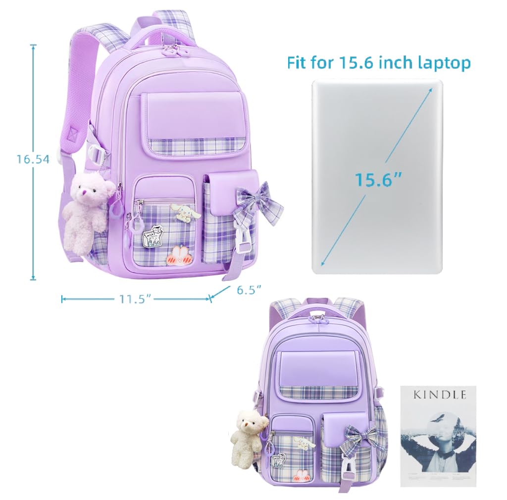 XINWLL Backpack for Girls, 15.6 Inch Laptop School Bag Kids Kindergarten Elementary College Backpacks Large Bookbags for Teen Girls Women Students Casual Travel Daypacks