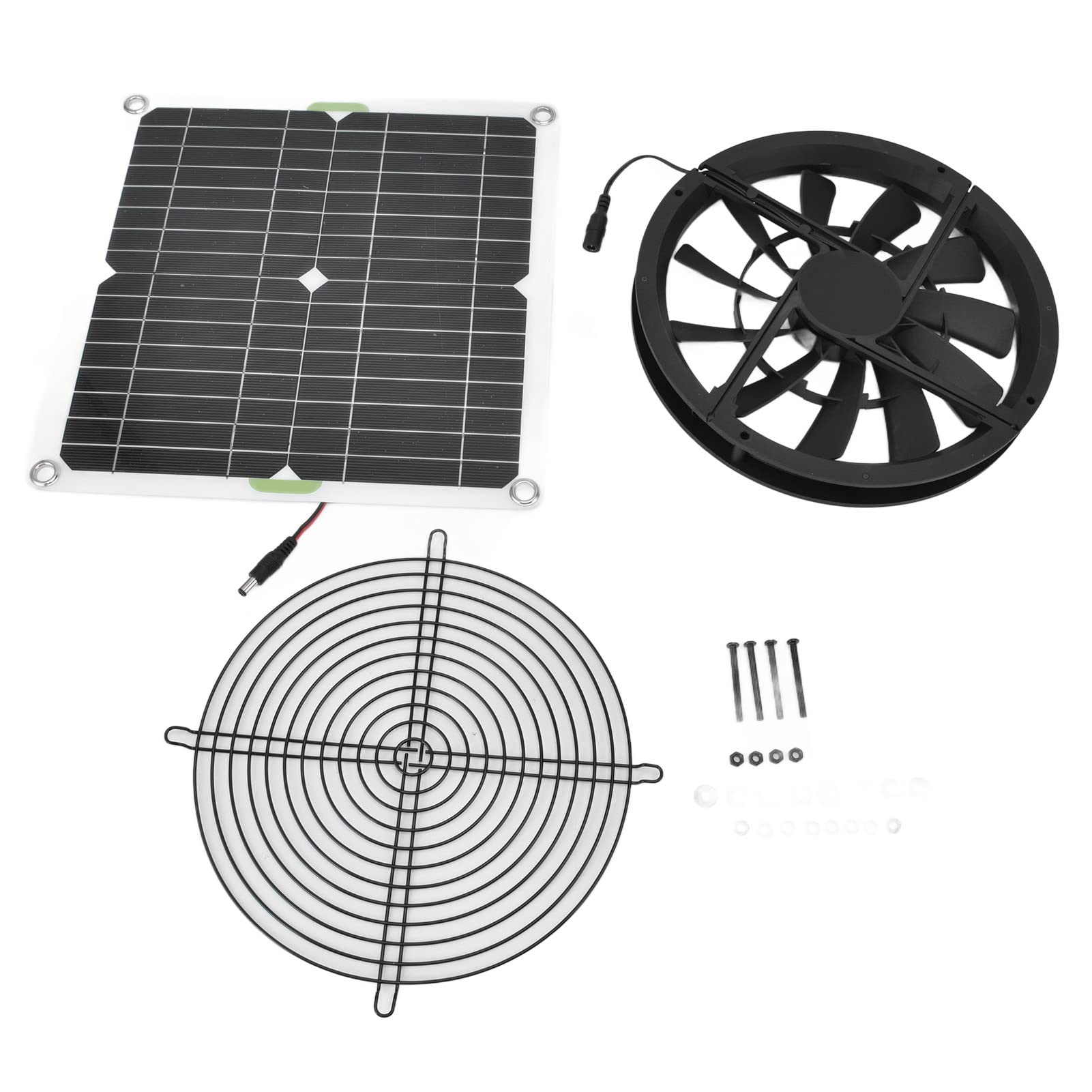 Solar Panel Fan Kit, 100W 12V 2A Solar Powered Greenhouse Fan with Solar Panel, Waterproof Round Ventilation Case Solar Exhaust Fan for Household Chicken Coop Greenhouse Shed