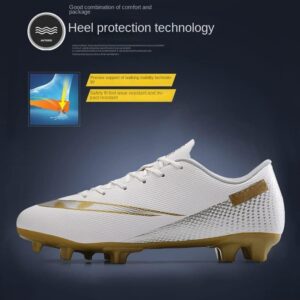 Low Leather Soccer Cleats - Professional-Grade with Lace-Up - Ideal for Training & Competition on Firm Ground & Turf - Unisex, Men, Women, Boys & Girls (Black Gold,8,6.5,Women,Medium,Men)