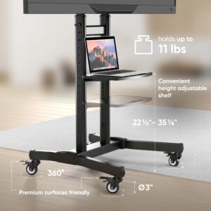 ONKRON Mobile TV Stand on Wheels for 50-90 Inch Screens, Portable TV on Wheels up to 198.4 lbs - Adjustable Rolling TV Stand Max VESA 800x600 / Mobile TV Cart with Wheels Tilt Black