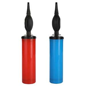 2-way manual balloon pump for children’s party balloons, 2 pack random colors, handheld air pump for balloons party supplies, balloon inflator for kids' parties, pump for balloons (classic-style)