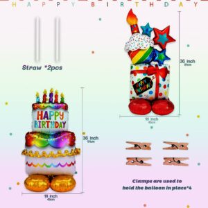 Happy Birthday Balloon Large Size Standing Birthday Balloon，Birthday Party Decorations Supplies Birthday Cake Balloon and Birthday Gift Balloon