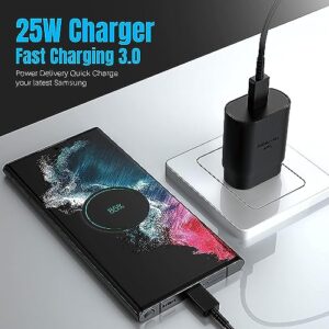 USB C Charger Block 25W PD Super Fast Charger Type C Plug Wall Adapter Quick Charging for Samsung Galaxy S24/S23/S22/S21/S20/ Z Fold 3/4/5/iPhone14/iPad/Tablet/Watch-2Pack