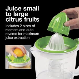 Proctor Silex Electric Citrus Juicer Machine, 34 oz., for Orange, Lemon, Grapefruit Juice, White & Green (66337)