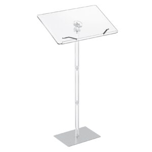 ksacry large acrylic podium stand,42.3'' h pulpits for churches, lecterns &podiums,conference portable podium for weddings, classroom, presentation podiums,metal base(15.7" l x 11.8" w x 42.3" h)
