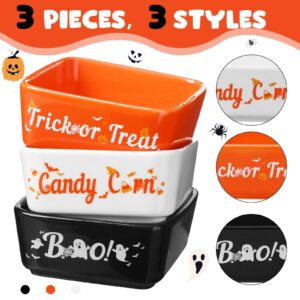 Tanlade 3 Pcs Halloween Candy Bowl Mini Ceramic Bowl for Tiered Tray Halloween Candy Dish Halloween Party Supplies Candy Holder for Farmhouse Home Housewarming Gift (Candy Corns)