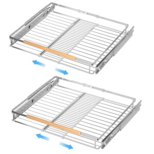 arcci expandable pull out cabinet organizer 2 pack, heavy duty slide out pantry storage shelves, sliding drawer organizer rack for kitchen cabinets, under sink, home, 17.1"-28" w x 22.4" d