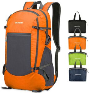 roucerlin 30l packable ultra lightweight travel hiking backpack, waterproof camping backpack, large durable fodable gym backpack (orange)