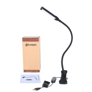 CeSunlight Clip on Reading Light, Clip Light, Warm & Daylight & White Light 3 Colors, Eye-Care Clamp Lamp with 10 Dimmable Illumination Modes