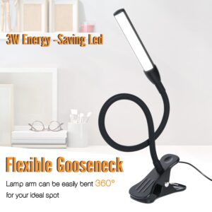 CeSunlight Clip on Reading Light, Clip Light, Warm & Daylight & White Light 3 Colors, Eye-Care Clamp Lamp with 10 Dimmable Illumination Modes