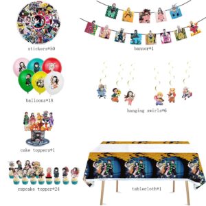 demon Cartoon theme party supplies birthday party decorations,It includes banners, cake toppers, spiral pendants, tablecloths, balloons, and is the perfect birthday gift for a boy or girl