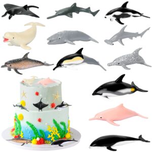 dolphin toy 12pcs cake topper birthday party supplies mini dolphin figurines set sea creature plastic fish learning toy gift