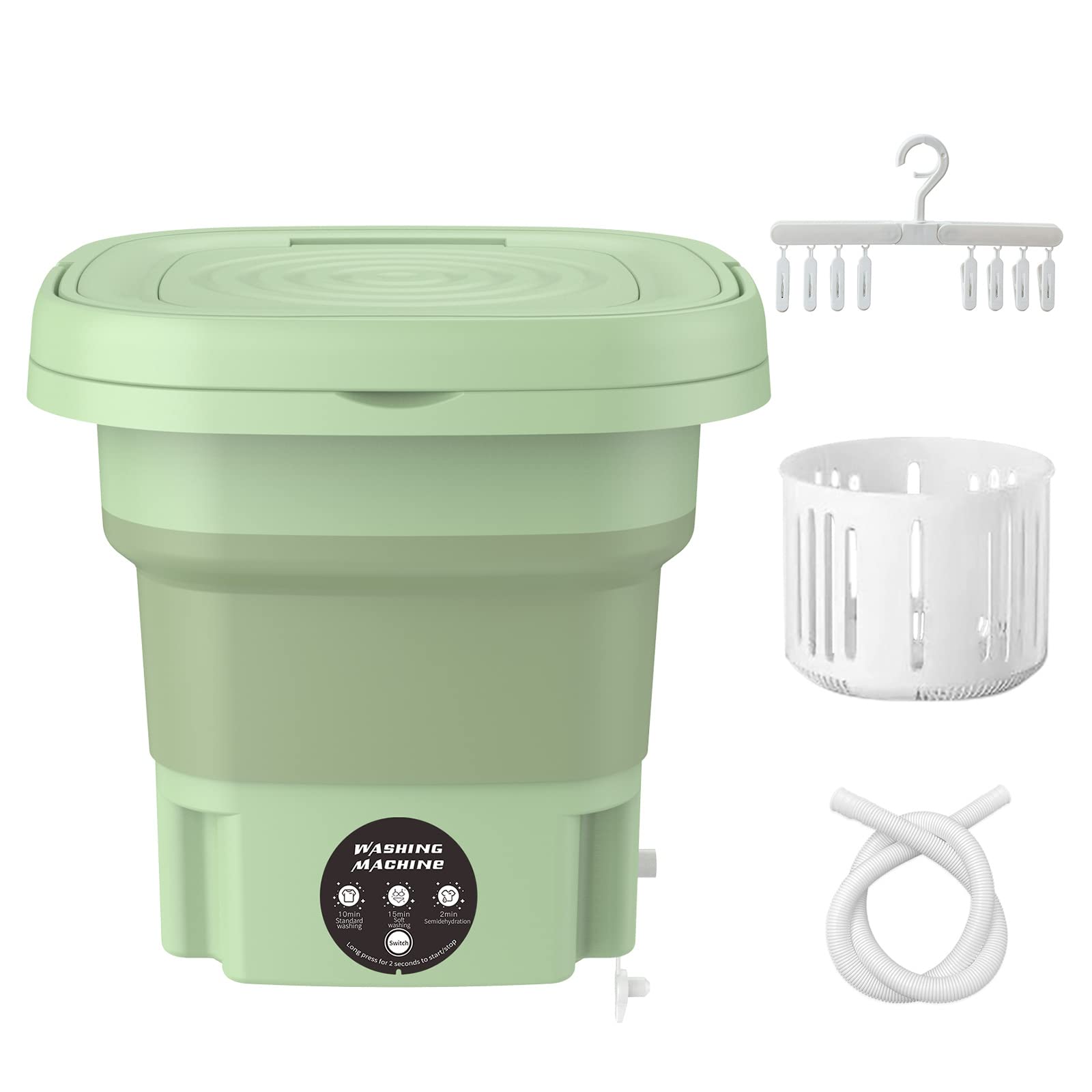 Portable Washing Machine,Foldable Mini Washing Machine,Portable Washer for Underwear,Socks,Baby Clothes,Towels,Pet Items,Apartment,Hotel,RV,Travel,Home,Dormitory,Camping,Sickroom,8L,Green