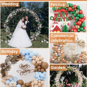 Fandature 7 Ft Round Wedding Arch for Ceremony Metal Balloon Arch Stand with Two Water Bags for Party Decoration Circle Backdrop Stand for Birthday, Gold